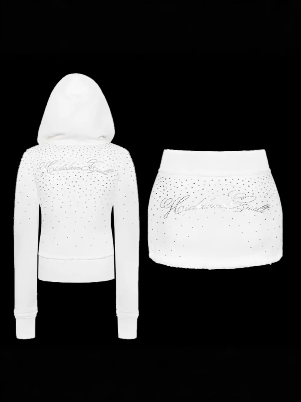 

2026 new hot diamond starry sky casual trend long sleeved Y2K hooded sweatshirt short skirt set s street personality fashion ins