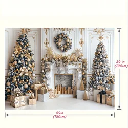 Christmas themed polyester photography background - family party decoration, seasonal spring and summer activities