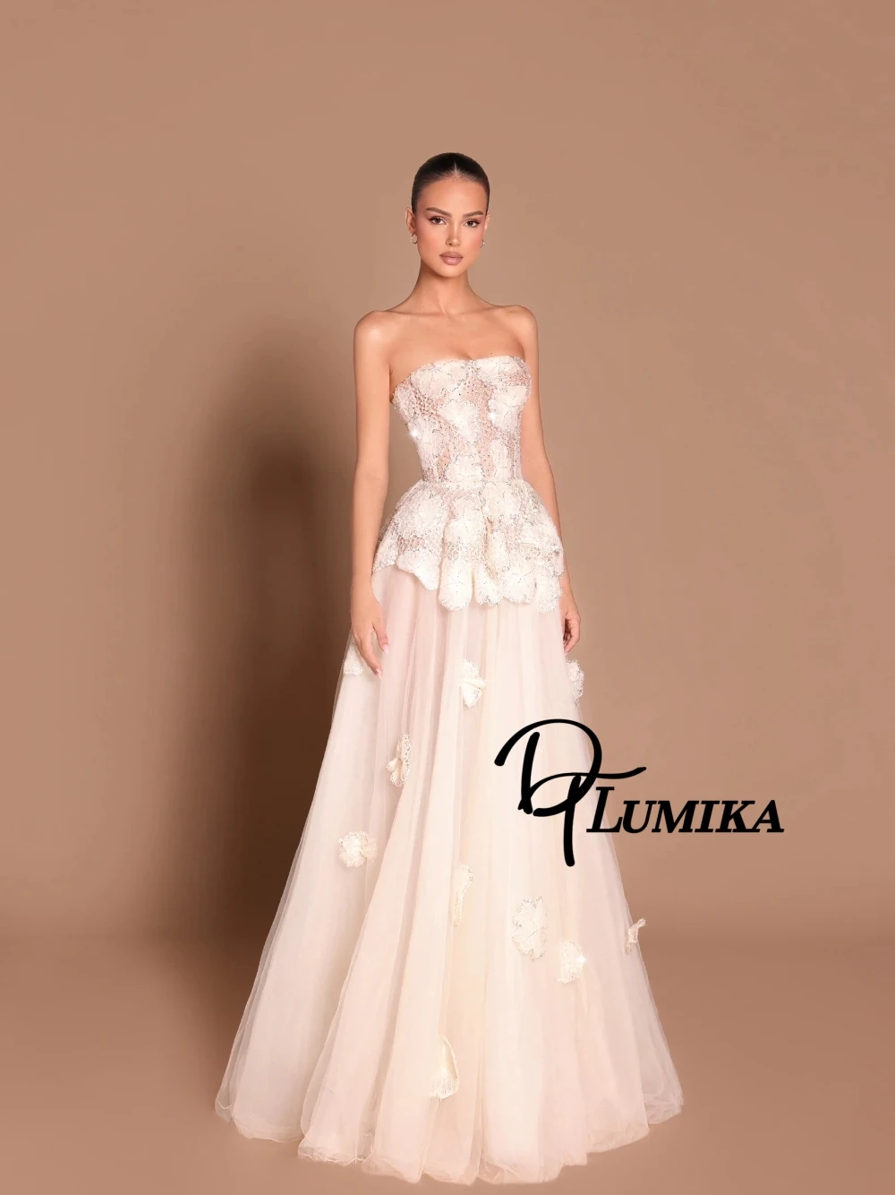 

Романтическое вечернее платье из тюля с 3D цветочным принтом без бретелек, уникальный корсет, трапециевидное свадебное платье, модная блестящая одежда для выпускного вечера по индивидуальному заказу