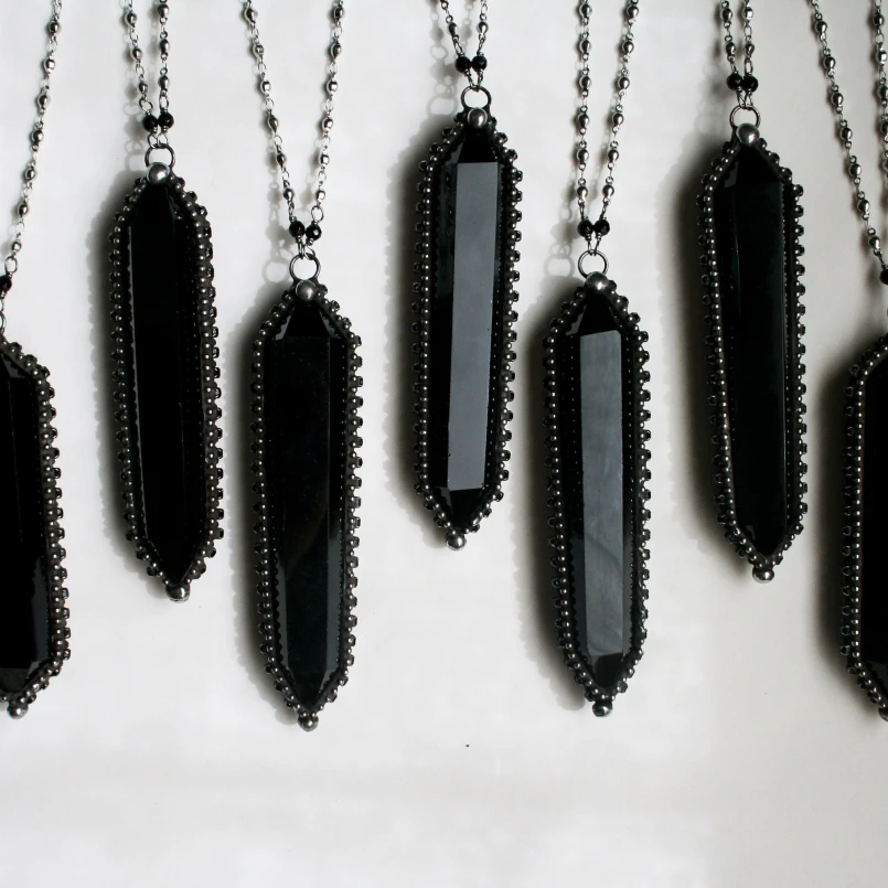 

Y2K Crystal Stainless Steel Necklace Women Pendulum Gothic Witch Craft Arcane Collar Tiki Accessory Dark Costume Jewelry