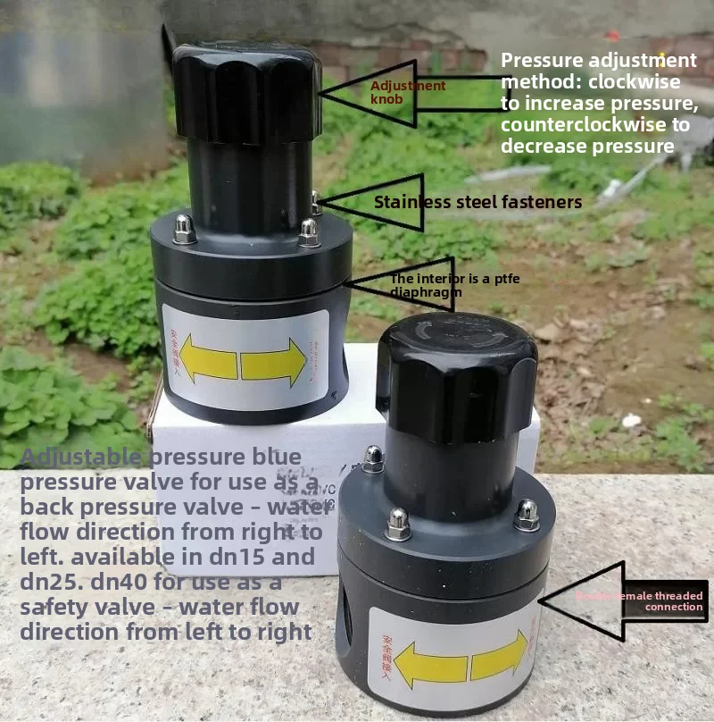 UPVC Female Thread Back Pressure Valve – Corr-Resist Safety/Relief Valve, Adj. Pressure for Dosing Pumps & Chemical Feed Systems