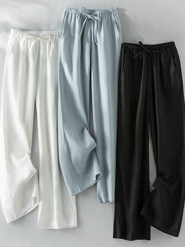 

Новые летние легкие свободные брюки прямого кроя 2026 года, большие размеры, женские, с эластичным поясом, утягивающие, дышащие, повседневные, широкие брюки