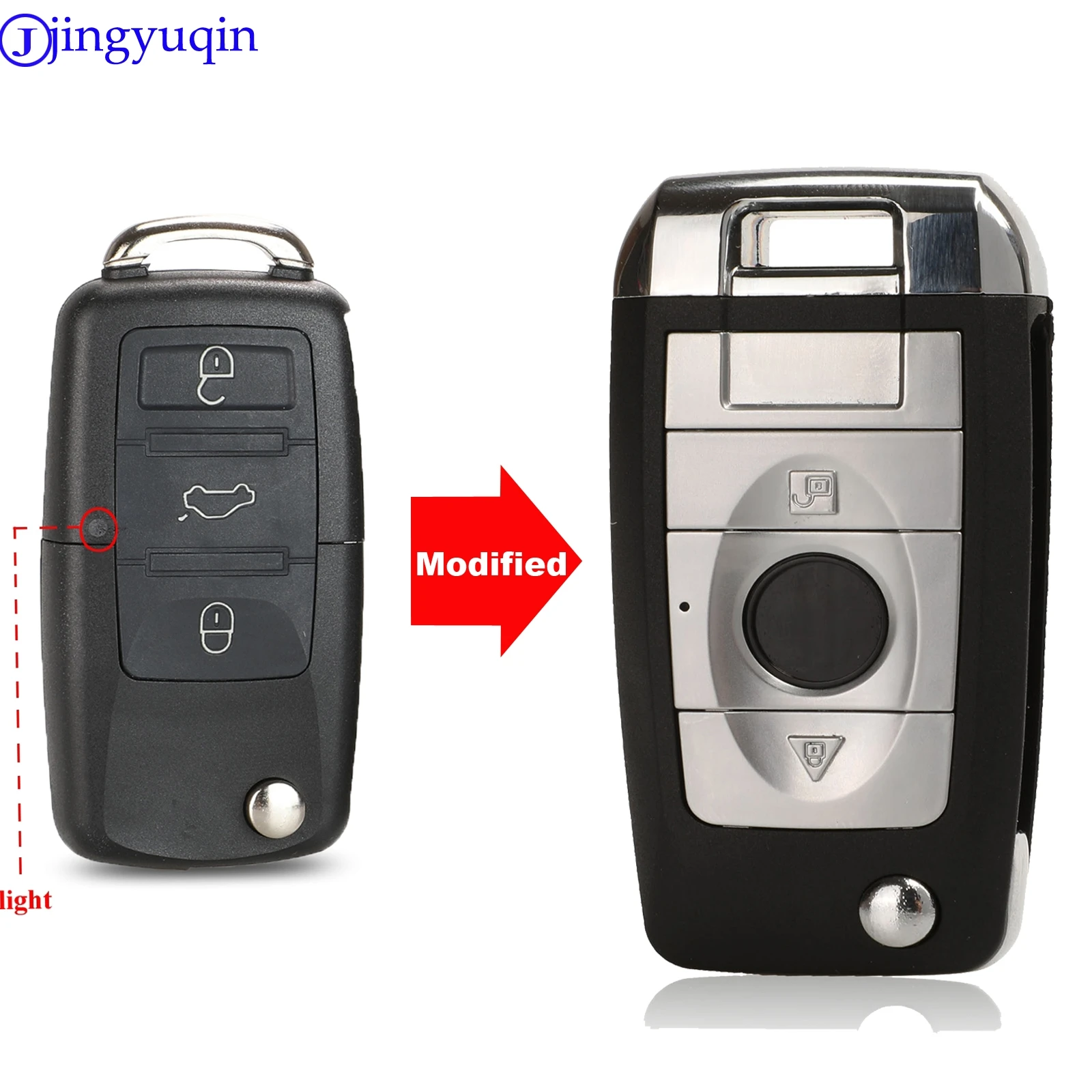 jingyuqin Modified 3B Car Flip Key Shell Case Fob For VW Passat Polo Golf Touran Bora Ibiza Leon Octavia Fabia