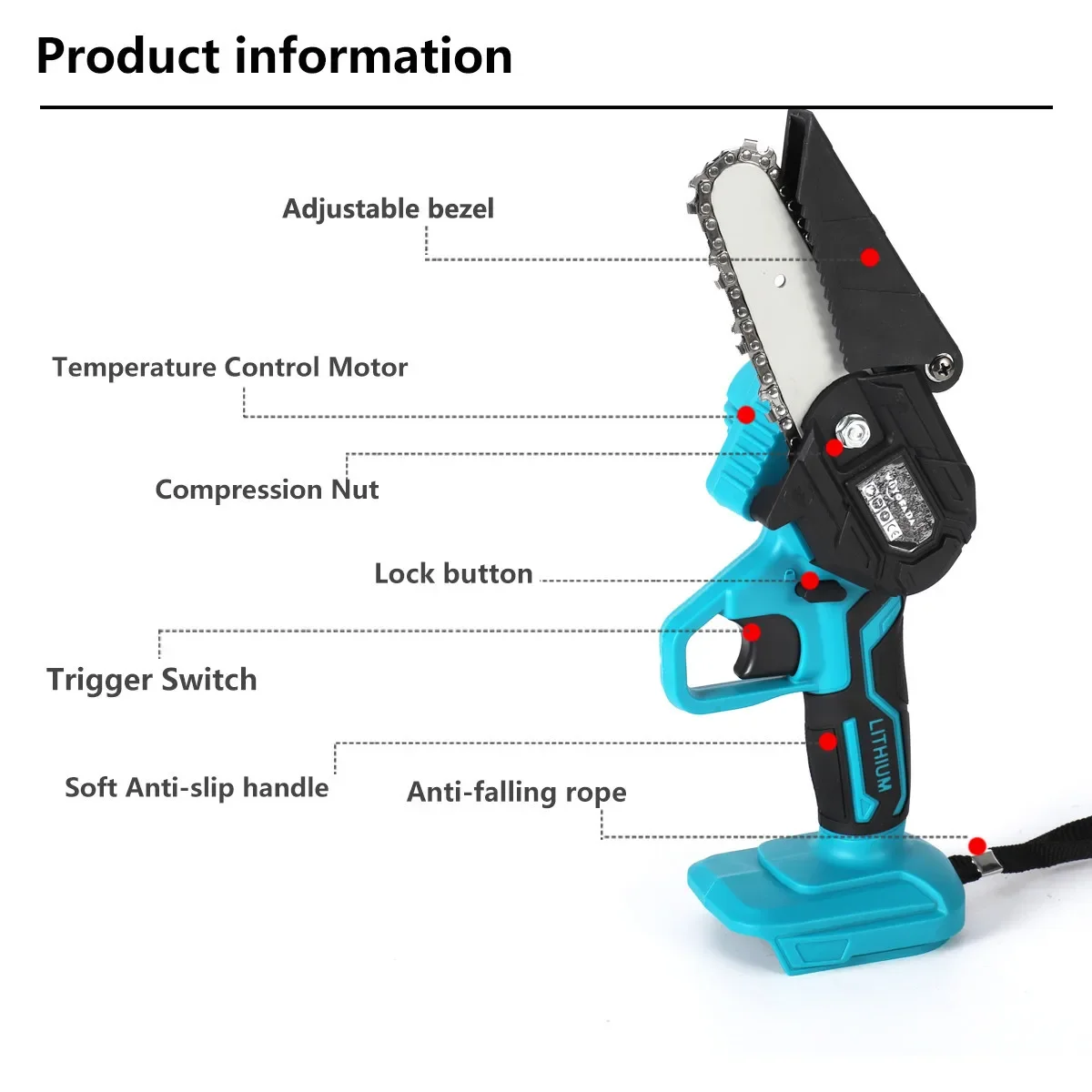 Pruning Saw Electric Saw Mini Chainsaws Chain Saw For Fruit Tree Garden Trimming Power Tool For Makita 18V Battery (No Battery)