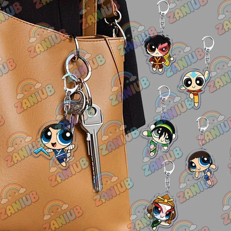 Cute Avatar Airbender Chibi Keychains Bag Charm Zuko Katara Toph Sooka Anime Manga Keyrings Fans Friends Gifts