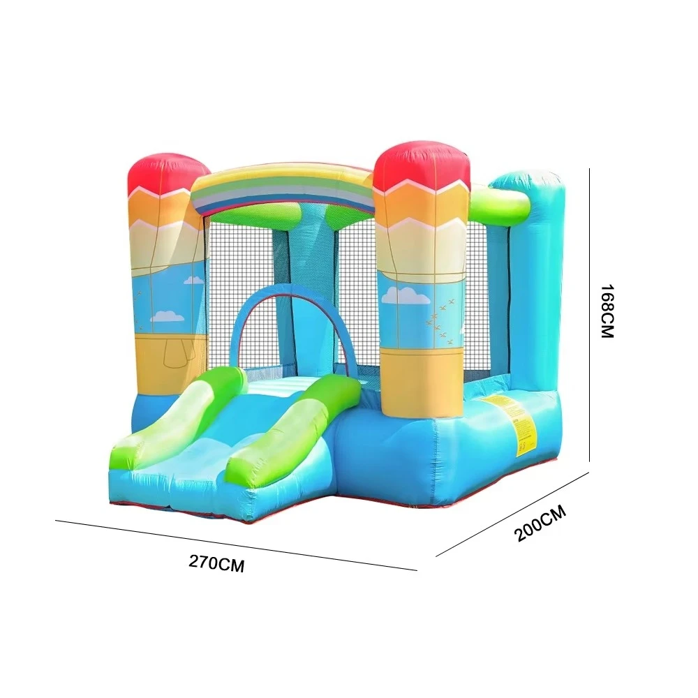 Colorful Rainbow Nylon Inflatable Jump Castle Water Bounce House with Slide Children's Bouncy Castle