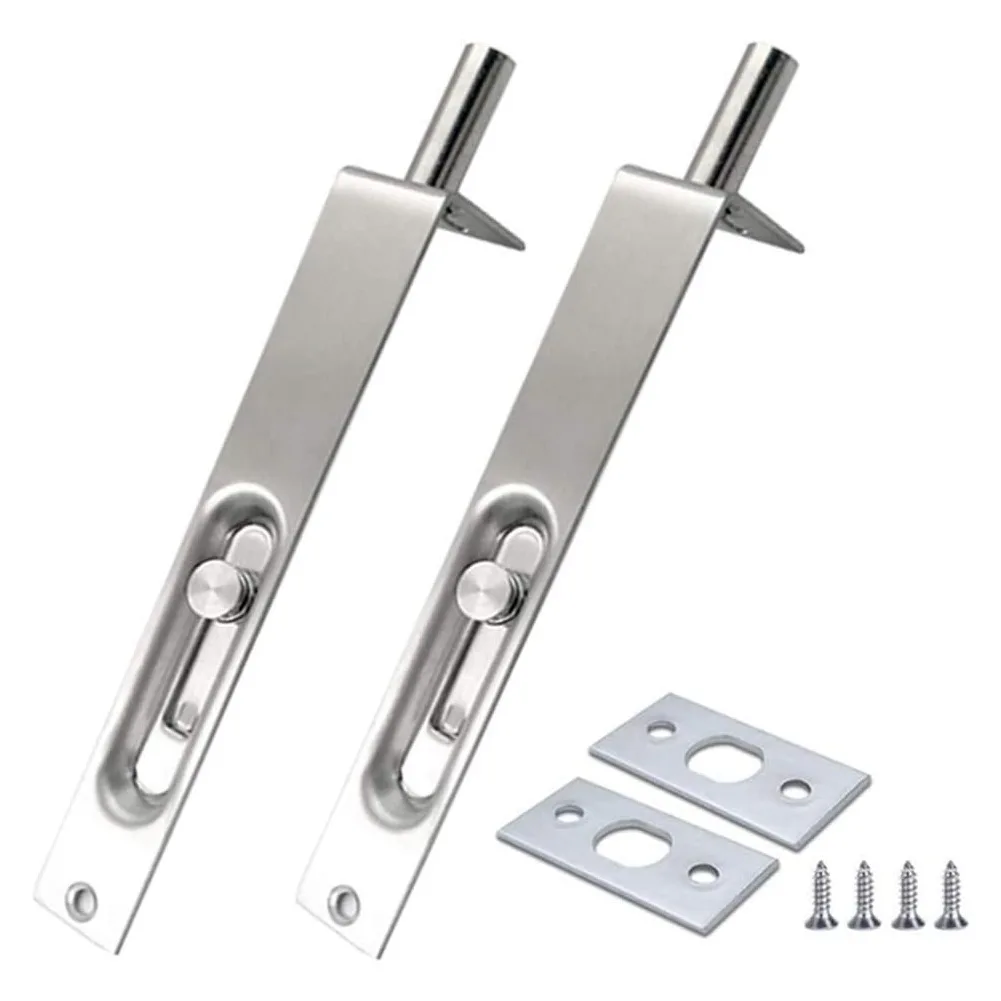 Keep Your Doors Safe with 2 Pack 4 inch Stainless Steel Door Flush Bolts Suitable for Composite French and Wood Doors