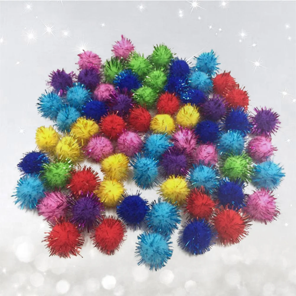 

200Pcs Assorted Sparkle Glitter Tinsel Pom Pom Balls 30mm for Arts Crafts Holiday Decoration Xmas Decor Tinsel Balls