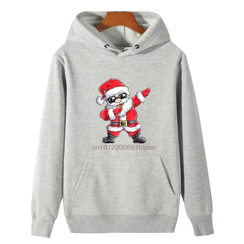 Santa Claus Christmas Graphic Thick Sweater Hoodie Hooded Sweatshirts Cotton Winter Essentials Fleece Hoodie Men's Sportswear