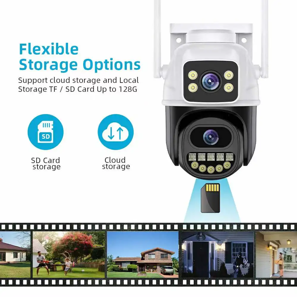 iCsee 앱 6MP 5배줌 듀얼 렌즈 풀컬러 무선 PTZ IP 돔 카메라 AI 휴머노이드 감지 홈 시큐리티 CCTV 베이비 모니터