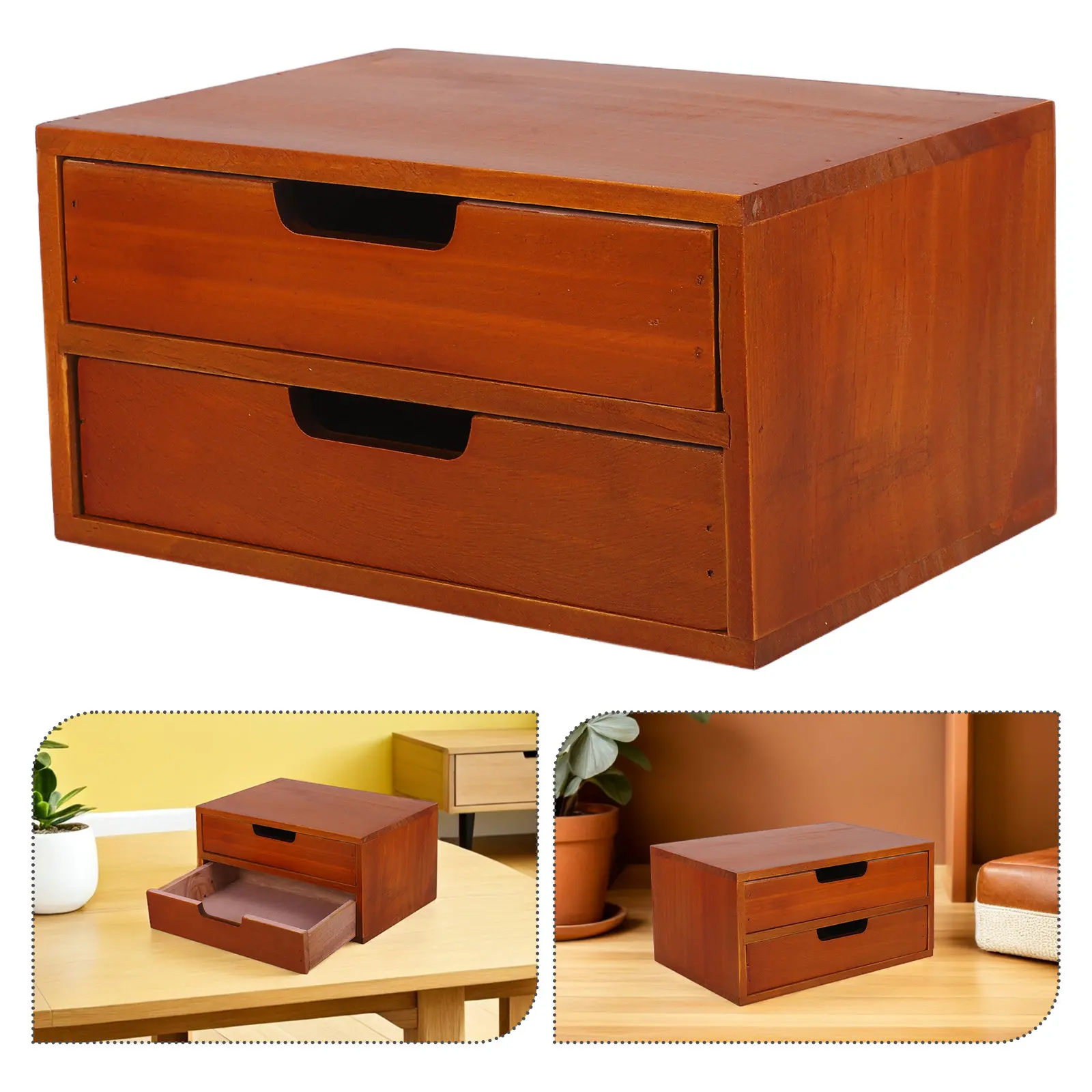 

1 шт. или 2 шт. деревянный настольный органайзер с 2 ящиками в деревенском винтажном стиле для офисных принадлежностей и рукоделия