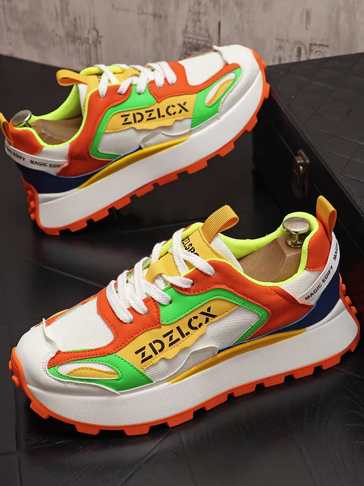 

British Style Wedding Party Shoes Vulcanized Breathable Casual Sneakers Round Toe Thick Bottom Business Leisure Walking Loaf