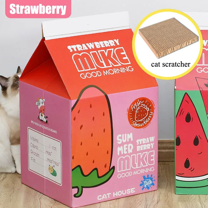 Milk Cat House Cat Scratcher Nest Cardboard Kitten Bed Corrugated Paper Pad Pet Interactive Toy Grinding Claw Protect Furniture