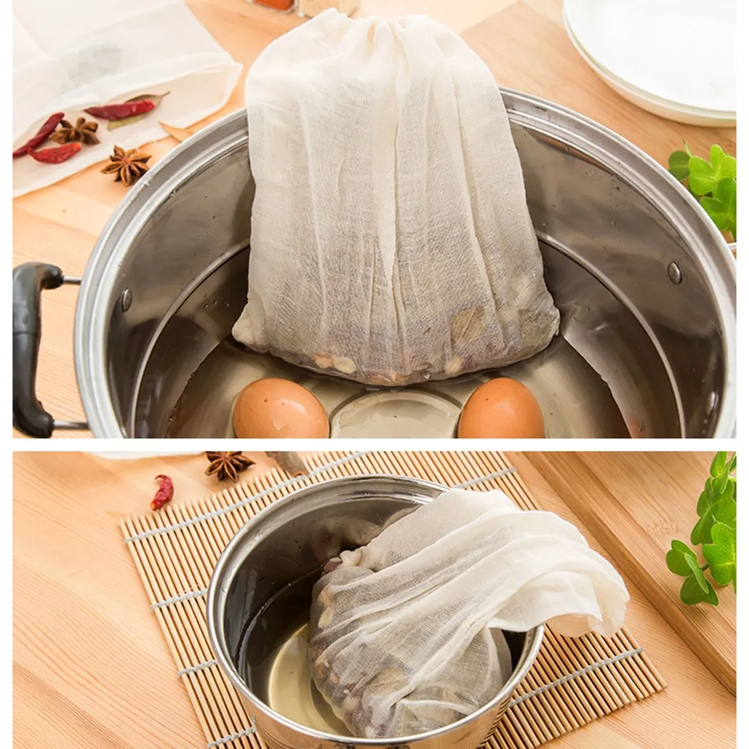 1pcs Reusable Strainer Drawstring Bag Tea Coffee Soup Filter Mesh Cloth Kitchen Fine Mesh Net Herb Liquid Filter Food Nut Bags