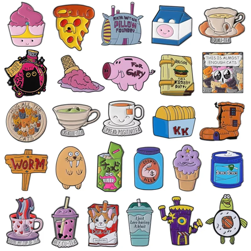 الكرتون كوميديا الرسوم المتحركة المينا دبوس لطيف القط التمساح Equali-الشاي انتشار Positivitea بروش شارة التلبيب مجوهرات هدية للأصدقاء