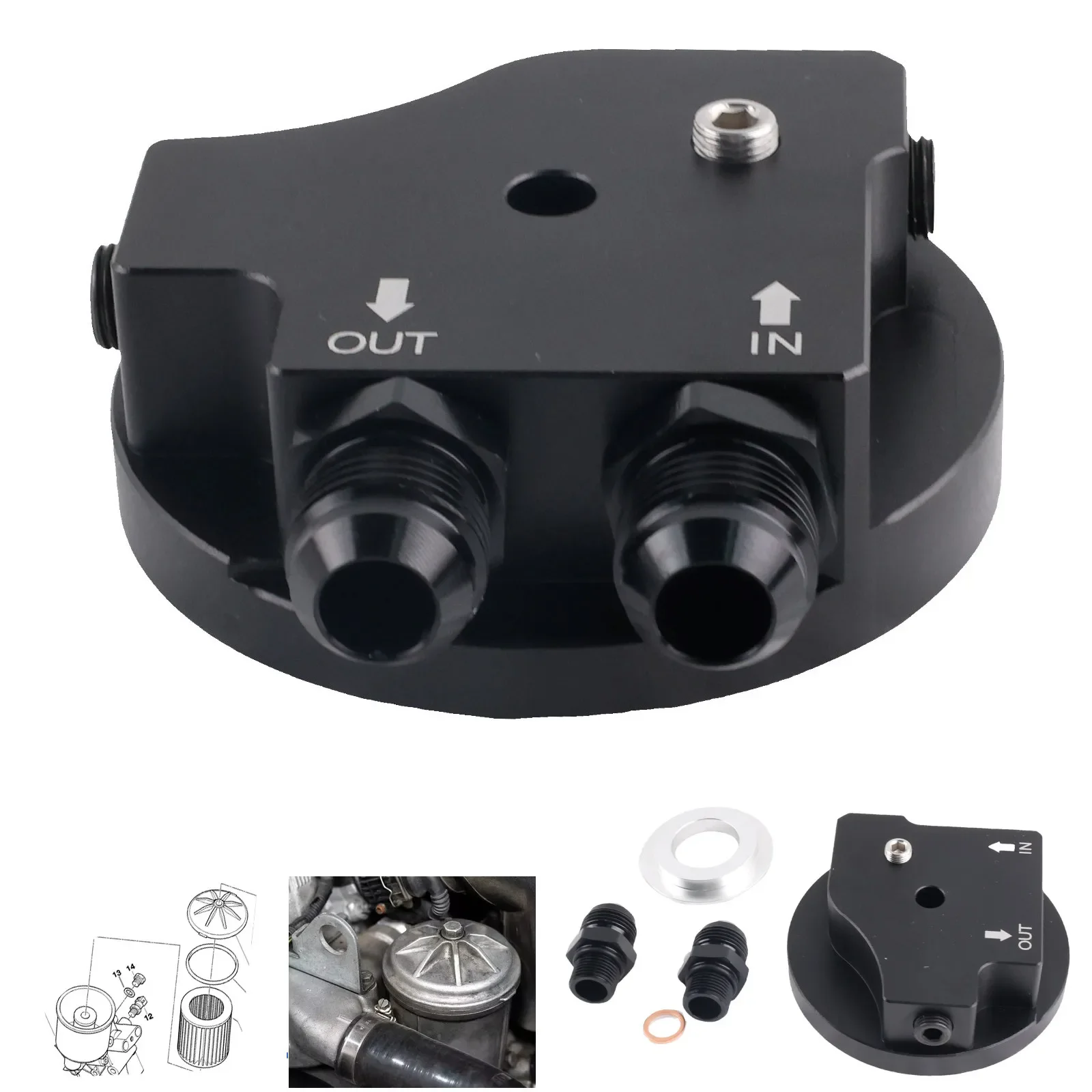 11421711075 Engine Oil Filter Cap With Oil Cooler Fittings for BMW M50 S50 S52 S54  E36 E46 Aluminum Adapter Oil Cooling Cover