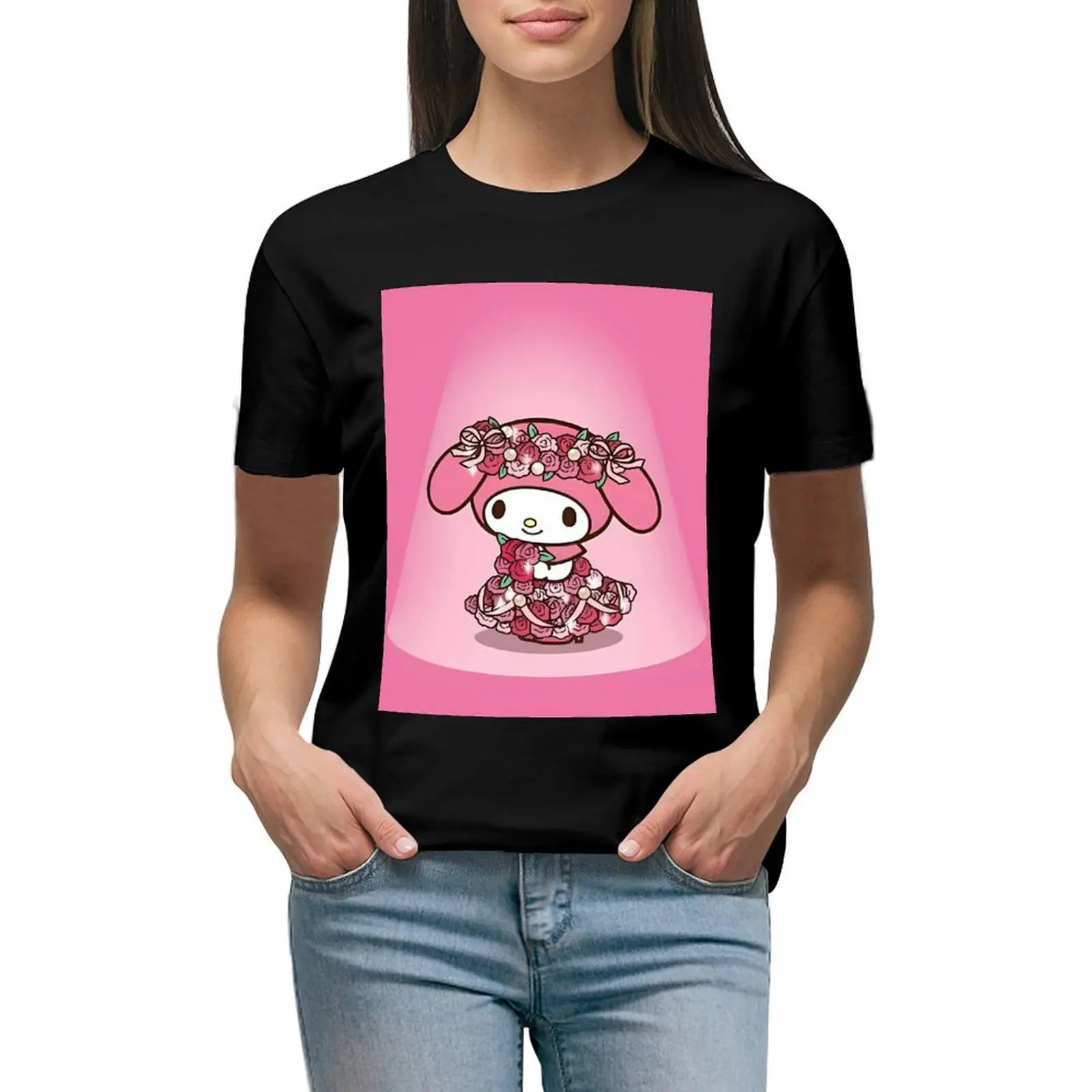 

Fashion Sanrio Melody T-shirt Y2k Women's Clothing Summer Casual Kawaii T Shirts Clothes