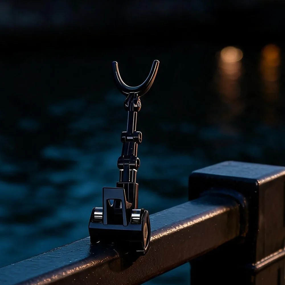 Fishing Rod Holder for Bridge with Glow in Dark Body 360 Rotating Clamp for Raft Boat Rail Edge 16 5.3cm Carbon Fiber