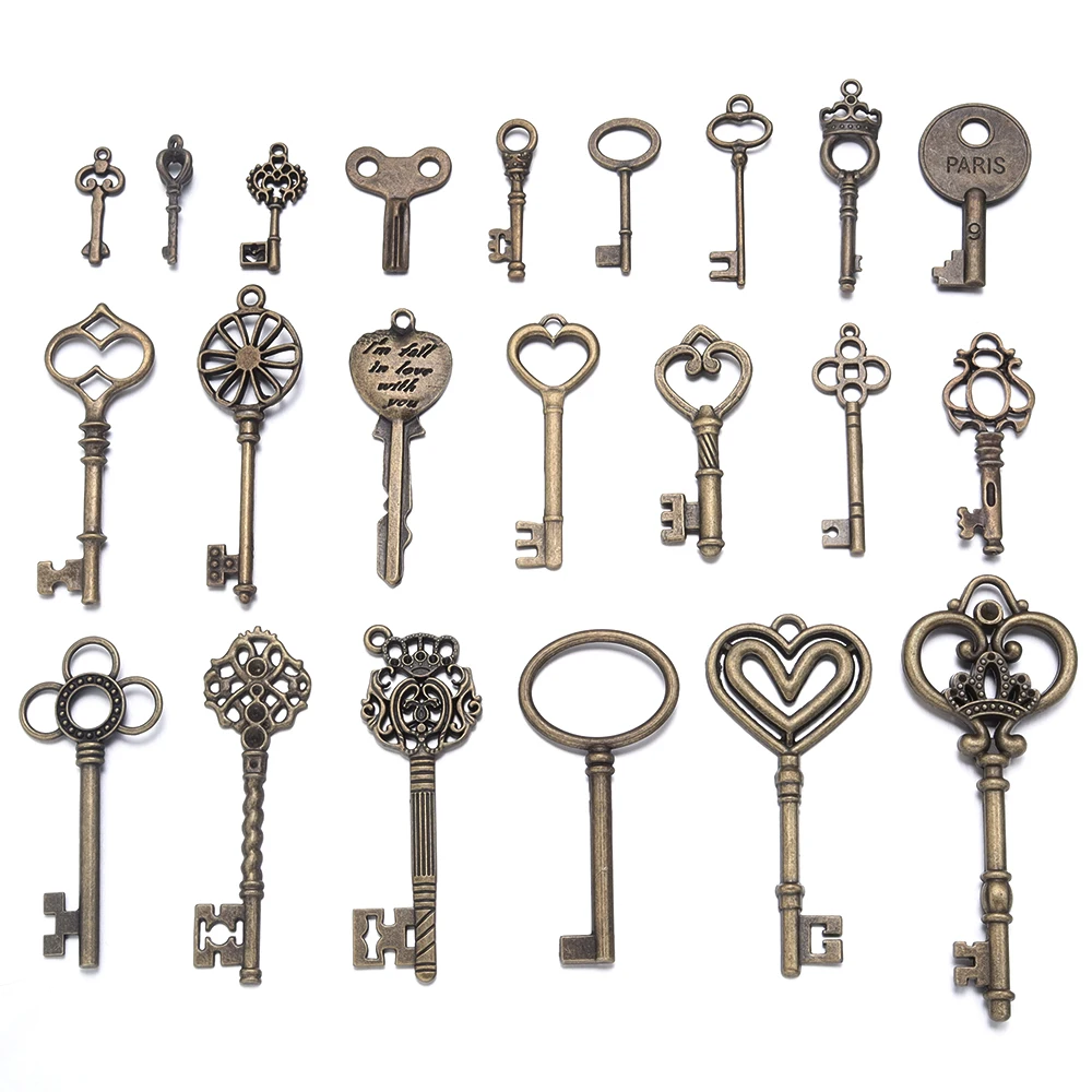 10pcs/lot Alloy Key Pendant Retro Antique Bronze Vintage Key Pendants For DIY Jewelry Making Bracelet Necklace Decor Gifts