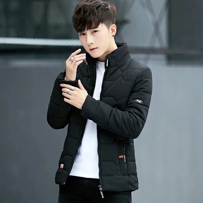 

Мужская зимняя куртка на хлопковом утеплителе, повседневная, теплая, молодежная, модная, с коротким рукавом, на молнии, из хлопка и полиэстера