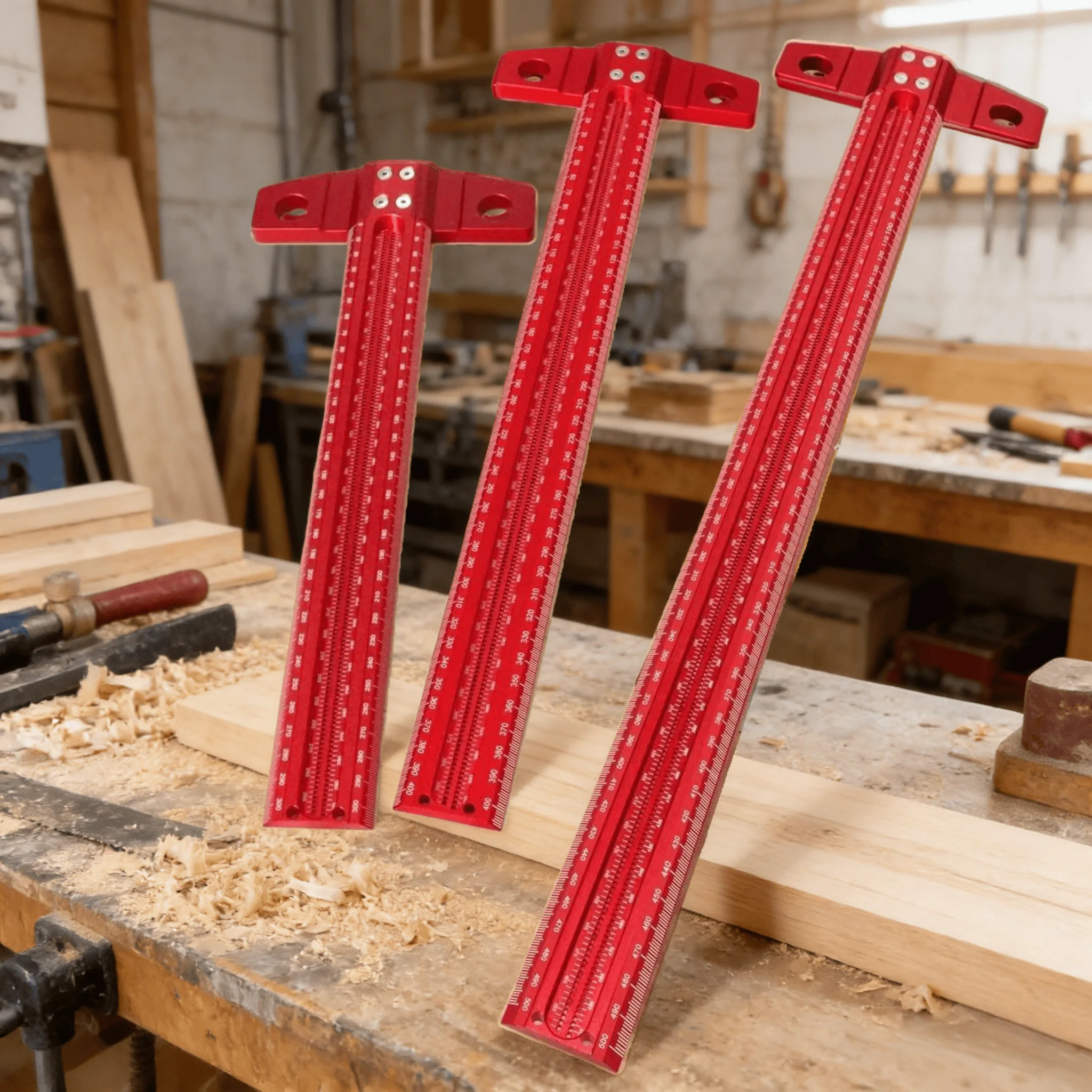 

Прецизионная разметочная Т-образная линейка из алюминиевого сплава для деревообработки, разметочный шаблон Deluxe с перекрестными отверстиями