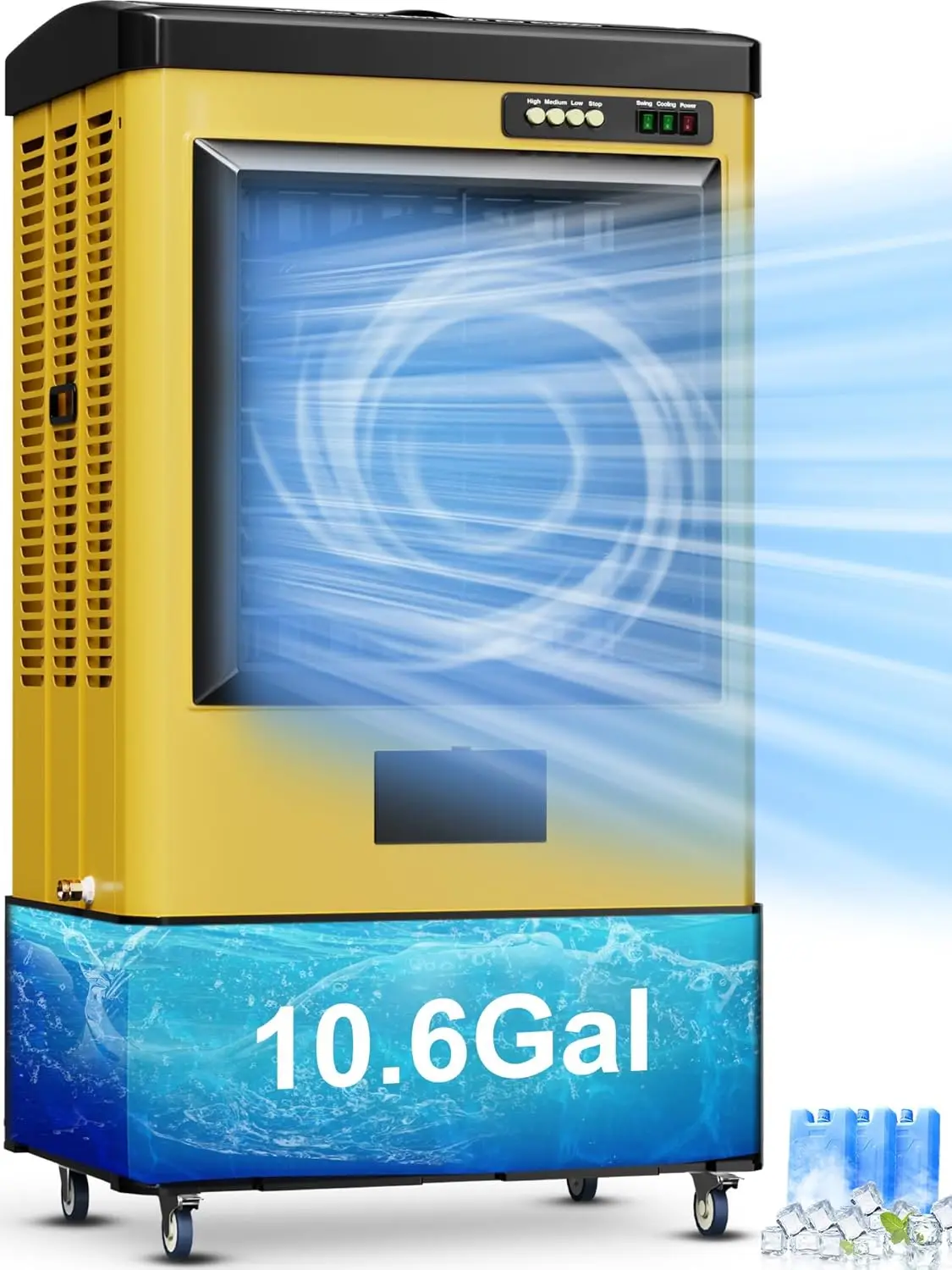 

4800 CFM Swamp Cooler, 40IN Evaporative Air Cooler with 10.6 Gal Water Tank, 3 Speeds, 120°Oscillation, 3 Ice Packs, Outdoor