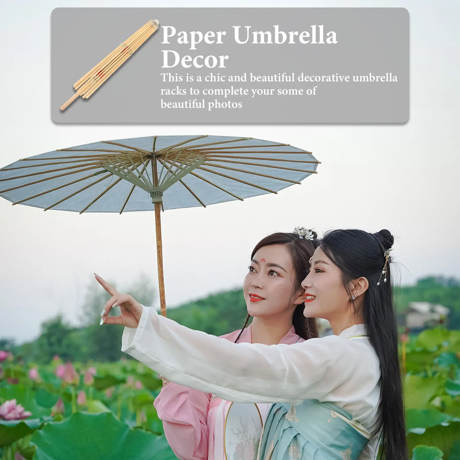 

2pcs Paper Umbrella Stand Bamboo Holiday Paper Umbrella Support Wedding Photo Props Home Decor Festival 70mm Random