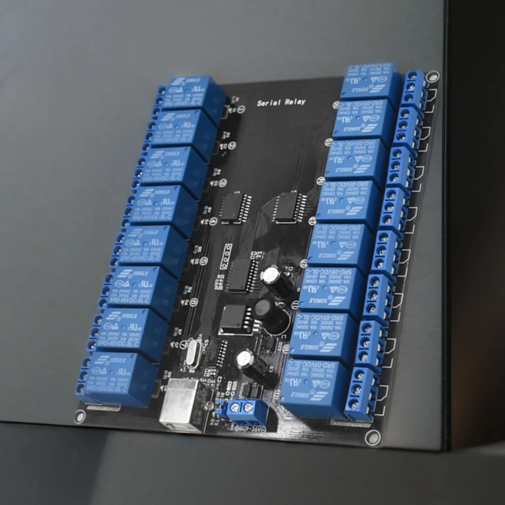 لوحة ذكية لوحدة التتابع التسلسلي ، مزود طاقة USB ، مفتاح تطوير USB ، 10A توسيع V ، DC 7V-38V ، 16 قناة ، 16 CH