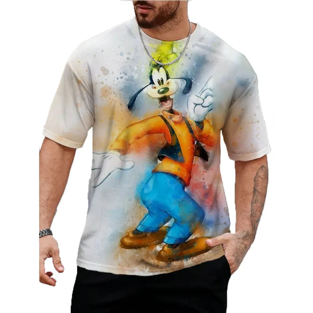 Disney Cartoon T-shirt Mężczyźni Kobiety Summer Fun Goofy 3D Print Tops Tees Męska moda Trend Odzież z krótkim rękawem Casual Streetwear