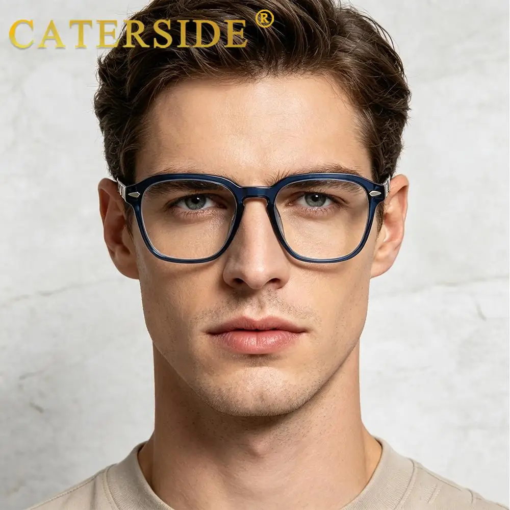 CATERSIDE Klassisches modisches Brillengestell für Herren, hochwertiges PC-Quadrat-Brillengestell, Damen-Outdoor-Business-Dekorationsbrille – Detail 3