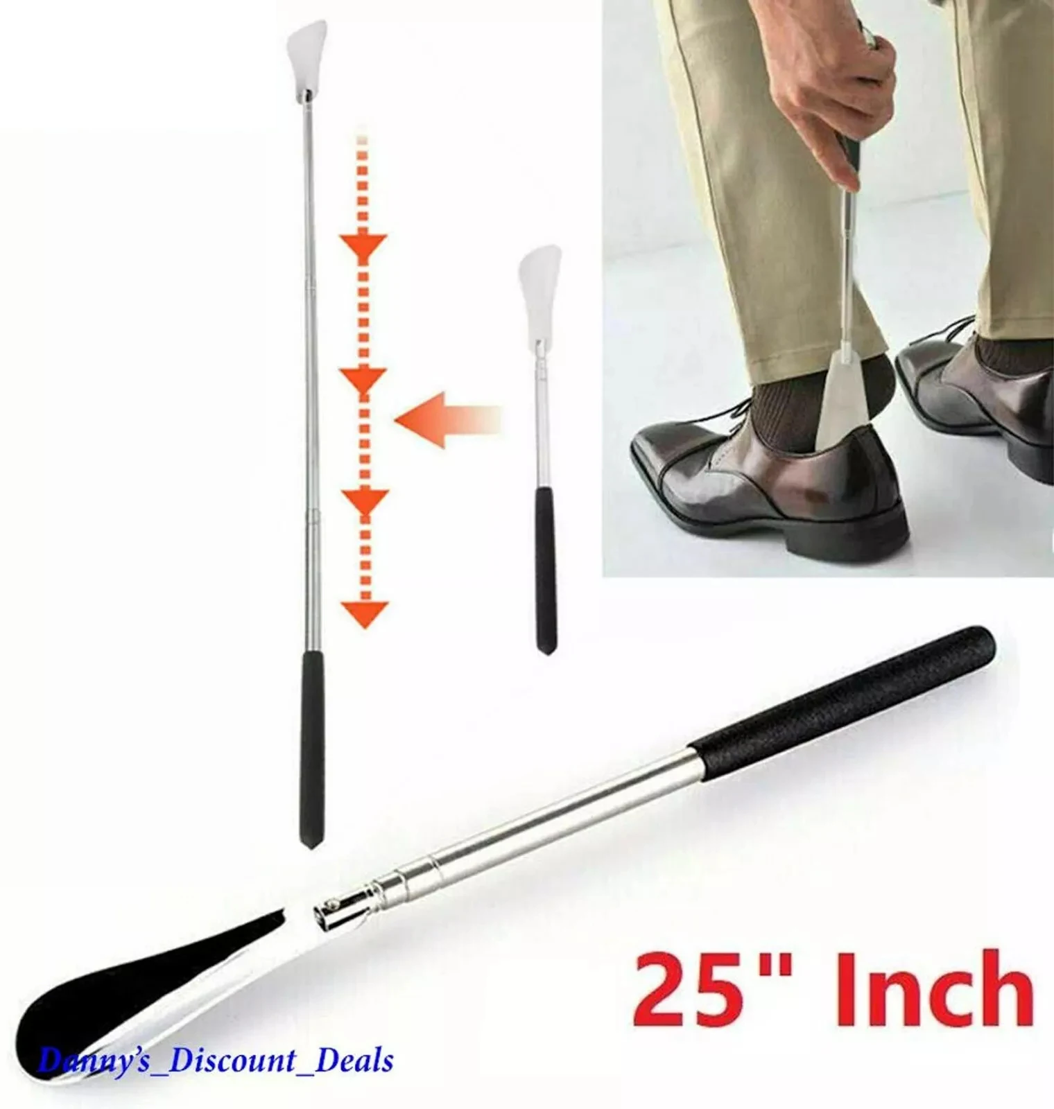 High-Quality Extra Long Metal Shoehorn Ergonomic Long Handle Metal Handled Shoehorn Shoe Horn for Elderly