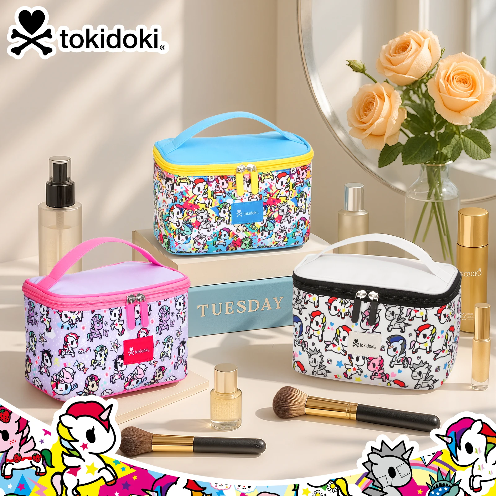 

Tokidoki официальные лицензированные косметички, косметички для женщин, косметичка-органайзер, большая вместительная дорожная косметичка