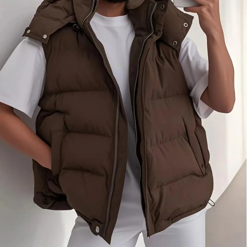 2025 Autumn and Winter New Fashion Trend Thickened Warm Vest Sleeveless Cotton Jacket