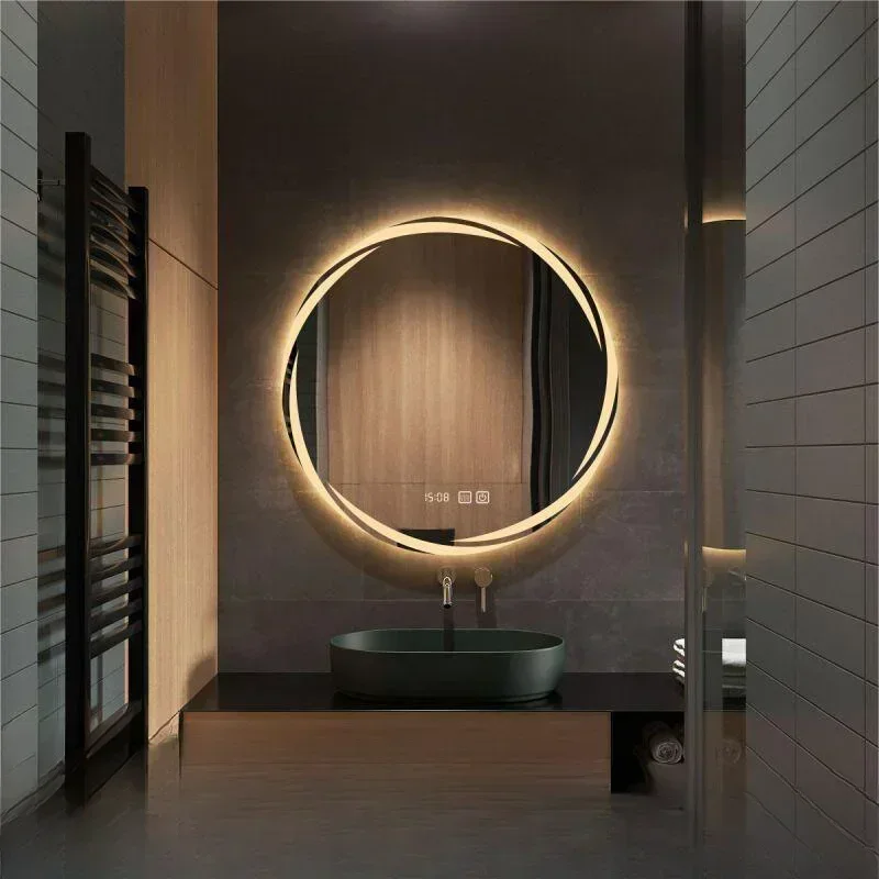 Wall Adhesive Decorative Mirrors Round Mirror Light Room Decoration Led Sticker Modern Home Liquidation House Decor Bathroom Art