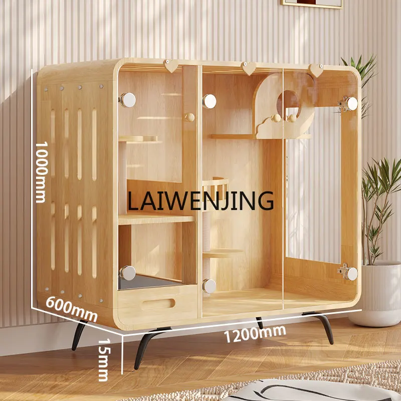 MJY luxury solid wood cat villa cage indoor household cat nest house customization