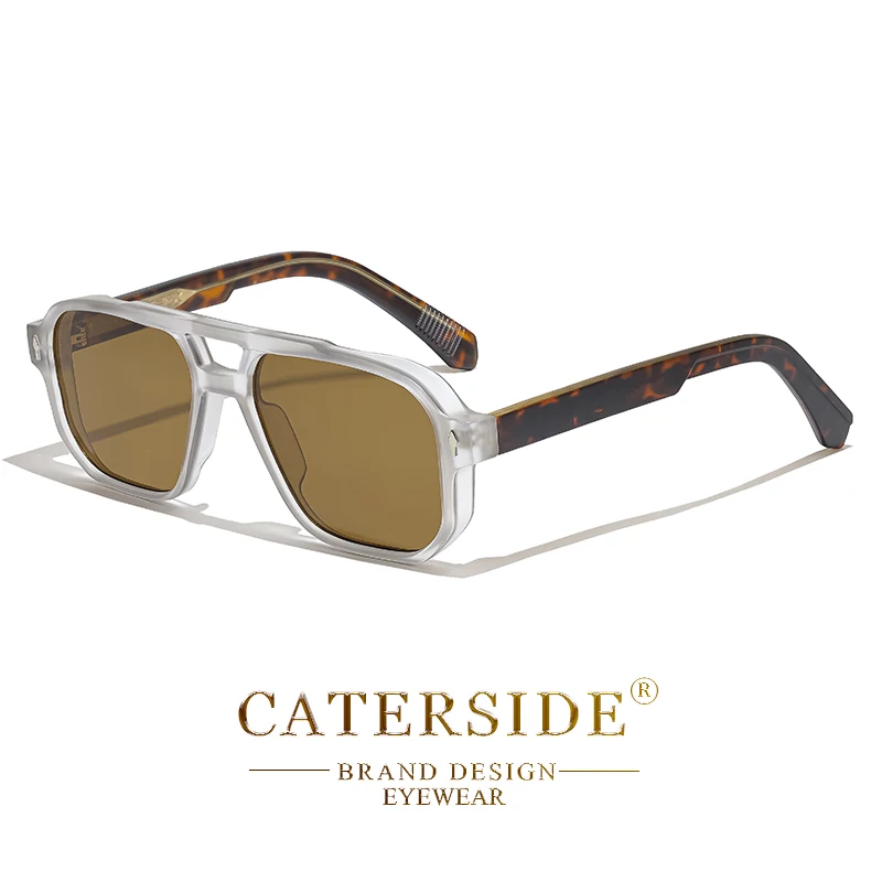 CATERSIDE แว่นกันแดดทรงนักบินสำหรับผู้ชาย ทรงแบน ขาแว่นแบบคู่ ขนาดใหญ่ ทรงกล่อง แว่นตาสำหรับผู้หญิง เหมาะสำหรับการเดินทาง ธุรกิจ งานปาร์ตี้ วันหยุด แว่นตาที่เหมาะสำหรับทุกโอกาส ป้องกันรังสียูวี 400