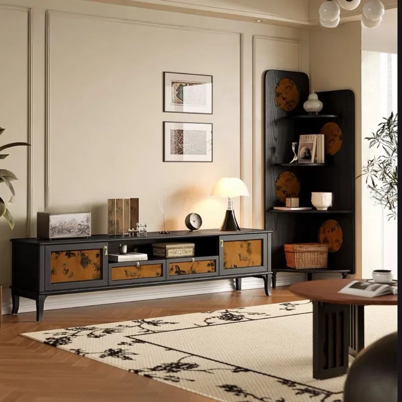 

living room TV cabinet medium antique ash wood fragrant cloud yarn entrance coffee table combination designer floor cabinet