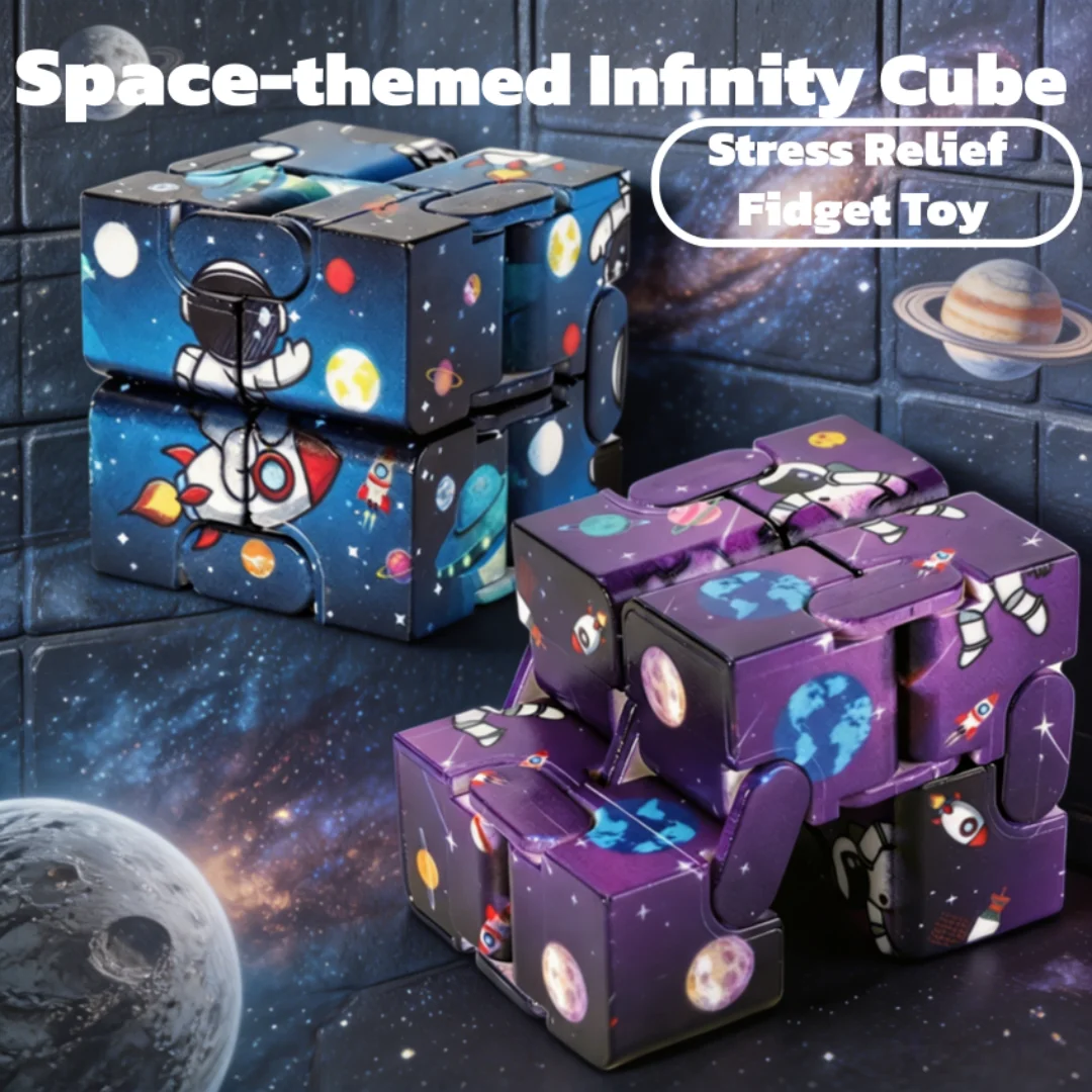 Cube d'infini galactique de dessin animé, jouet de poche silencieux et lisse, jouet anti-stress pour adultes, étudiants, bureau et salle de classe