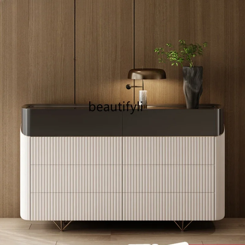 

A16 Italian-Style Light Luxury High-End Stone Plate Sideboard Cabinet Living Room Storage Bedroom Tailstock Storage Cabinet
