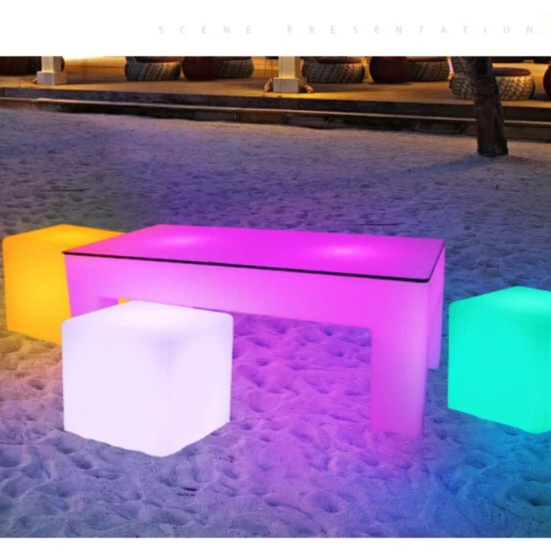 Modern Minimalistic Hotel Bar Luminescent Table Outdoor KTV LED Luminous Personality Tea Table Bar Furniture