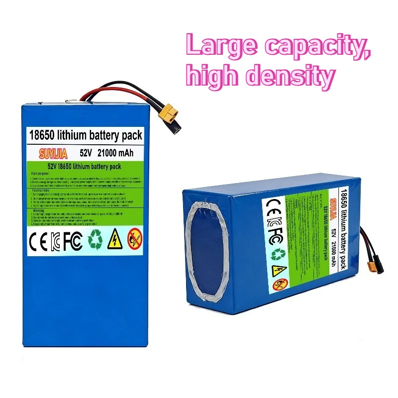 52V 21000mAh, 18650 lithium battery, electric bicycle battery high capacity, BMS protection, CE FCC certification high capacity