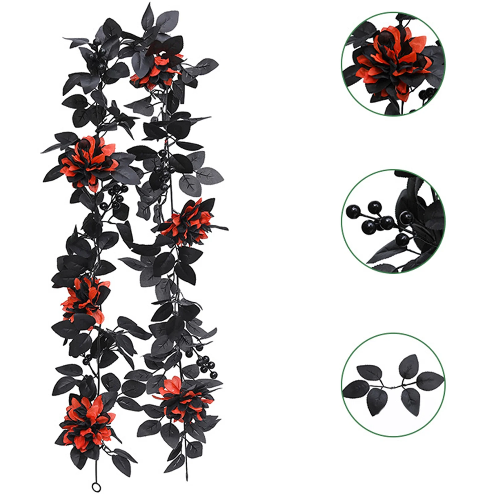 

1.75m Black Decoration Vine 2025 Halloween Party Decor Rose Flower Rattan For Garden Courtyard Fireplace Decor Simulated Plants