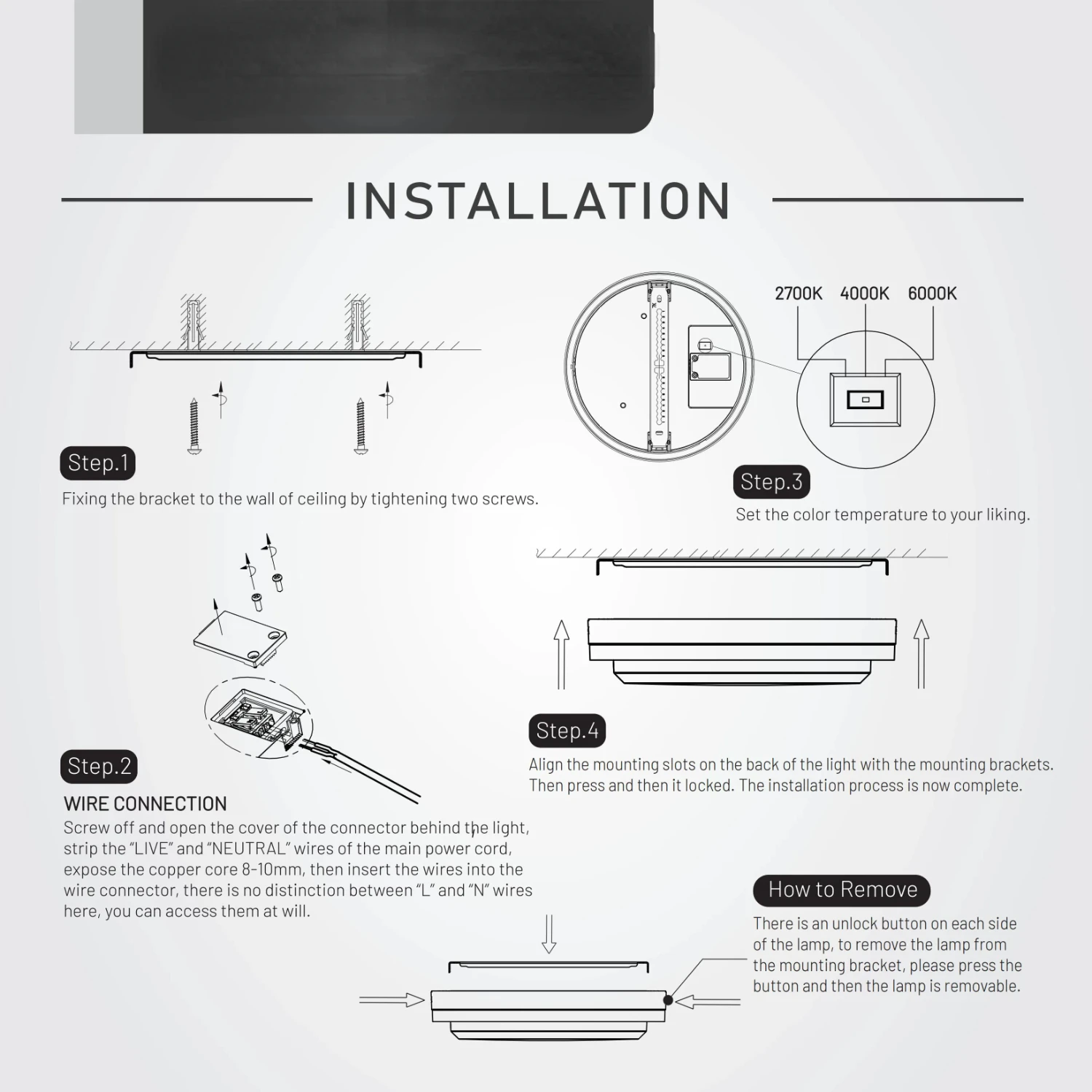 Montaje de pared y techo de mampara LED IP65, 18W, 2000LM, impermeable, para interior y exterior, Color giratorio, nuevo