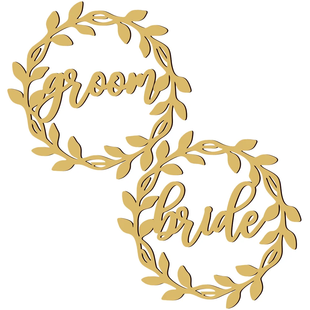 

1 set Wedding Chair Decoration Bride Groom Signs Reserved Seating Wood Material Craftsmanship Elegant Portable Reusable Ceremony