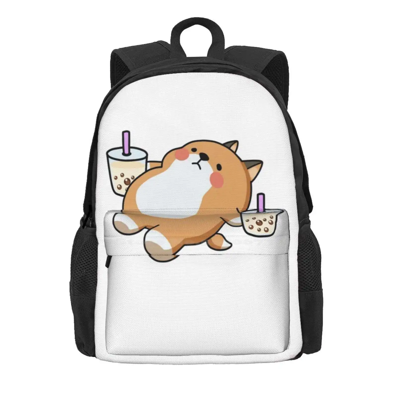 Lazy Shiba Loves Boba! Hot Sale Schoolbag Backpack Fashion Bags Bubble Tea Milk Tea Bunny Rabbit Bear Cute Adorable Funny