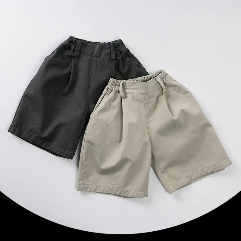 

2025 Summer New Children Loose Shorts Boys Solid Casual Pants Girls Simple Versatile Shorts Kids Cotton Shorts Baby Clothes