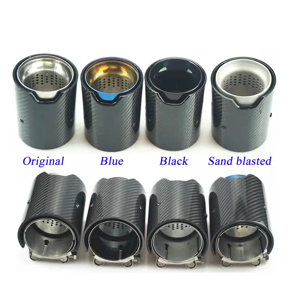 For BMW M Series 1 2 3 4 5 6 7 8 Serie Car Exhaust Tailpipe Nozzle Muffler Tube Glossy/Matte Carbon Fiber Stainless Steel Style