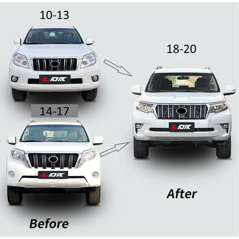 2010-2017 for LC150 FJ150 Bodykit Upgrade to 2018 Bumpers New Rear Front Bumper Grille Kits 6
