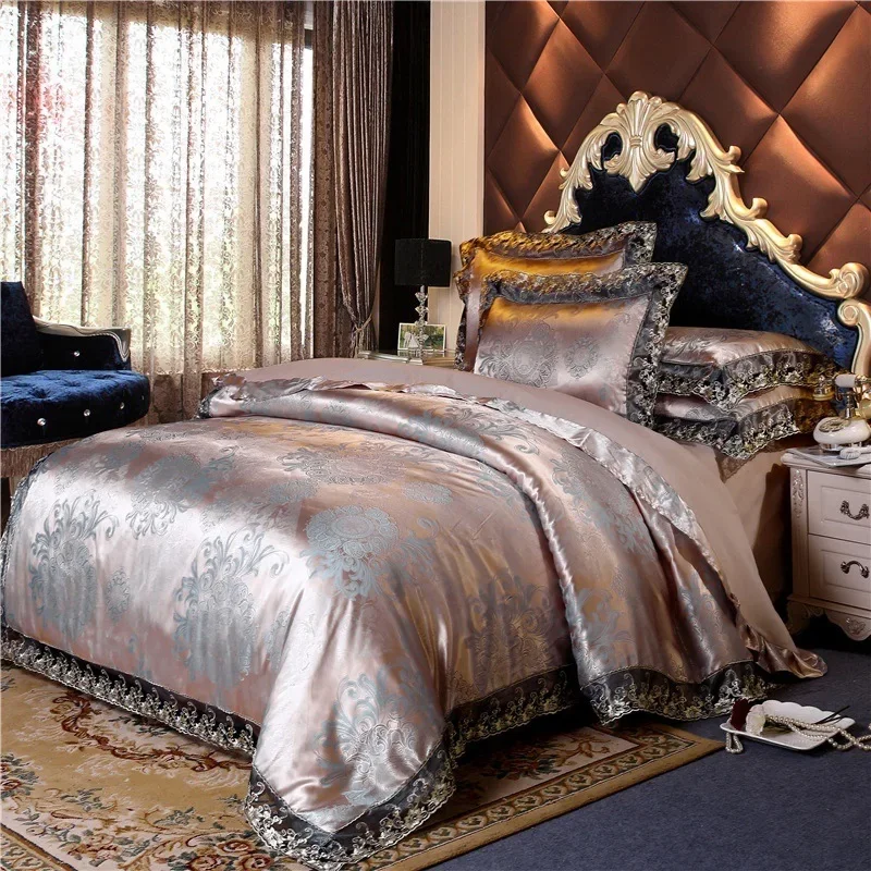 European Style Jacquard Bedding Set Home Comefortable Duvet Cover Quality Quilt Cover And Pillowcase Flower Lace Bedsheet Sets