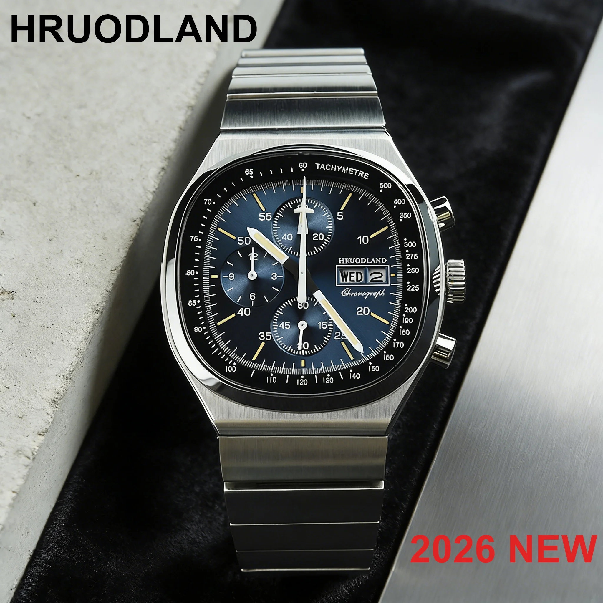 2026 HRUODLAND Exclusive Craft Watch Men Classic 39mm Blue Black Dial Scratch Resistant Glass Daily Commute Wristwatch Reloj